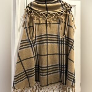 2/$30 bundle - Plaid Tan "burberry print" Sweater Poncho